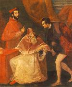 TIZIANO Vecellio Pope Paul III with his Nephews Alessandro and Ottavio Farnese ar china oil painting reproduction